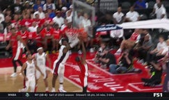 LeBron James' block leads to a Devin Booker 3-pointer, extending United States' lead over Canada